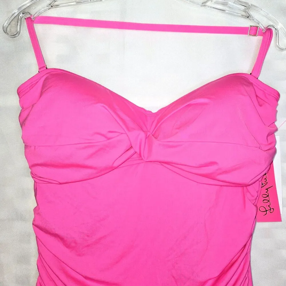 LILLY PULITZER Swimwear Flamenco 1-Piece Swimsuit Plumeria Pink Women 14 NEW NWT